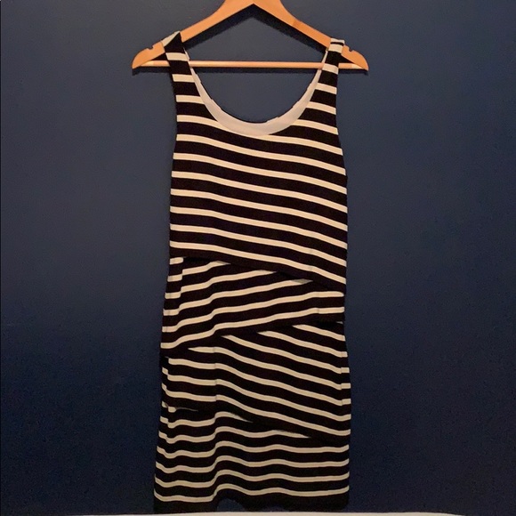 LOFT Dresses & Skirts - LOFT Black and Tan striped dress
